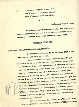 Έκθεση πεπραγμένων της Επιτροπής Αποκατάστασης Προσφύγων για το τελευταίο τρίμηνο 1924 αντίτυπο τ...