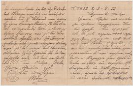 Επιστολή του λοχαγού Δημητρίου Αμπελά από το μικρασιατικό μέτωπο προς τον πατέρα του Τιμολέοντα (...
