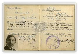 Hill’s identification card as chairman of the refugee settlement commission in 1927